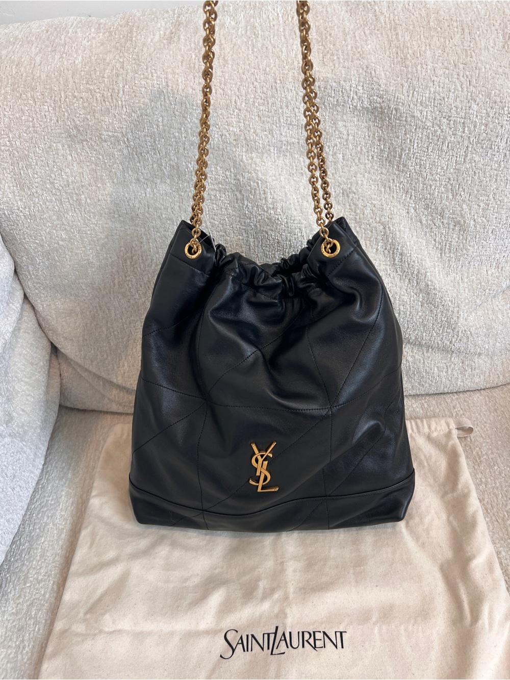 NEW Saint Laurent Jamie Large Black shoulder bag Tote with Gold YSL Hardware. - Picture 2 of 4
